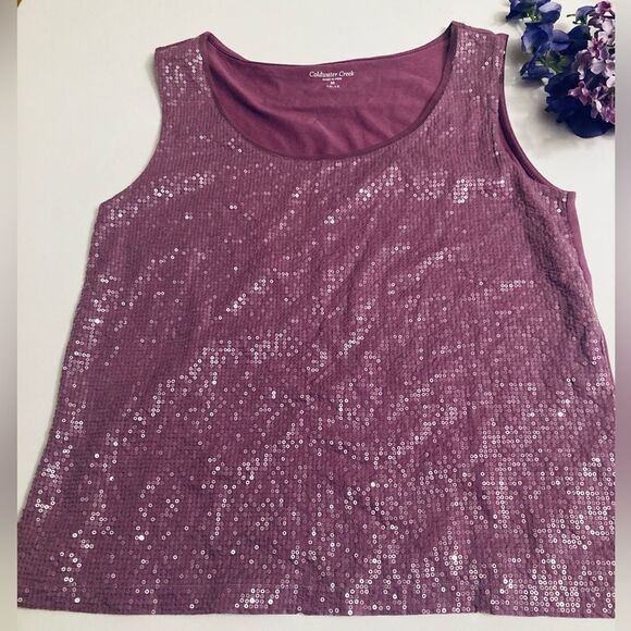 Coldwater Creek Rose Pink sequined Tank - Picture 1 of 5